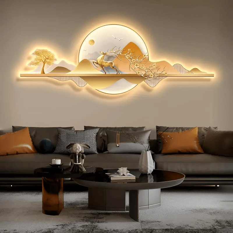 现代轻奢客厅背景墙挂画高级感背有靠山高档大气沙发背景墙装饰画