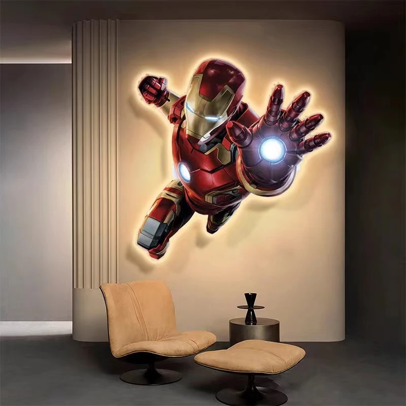 漫威钢铁侠玄关装饰画客厅背景墙挂画走廊过道卧室动漫风创意挂画