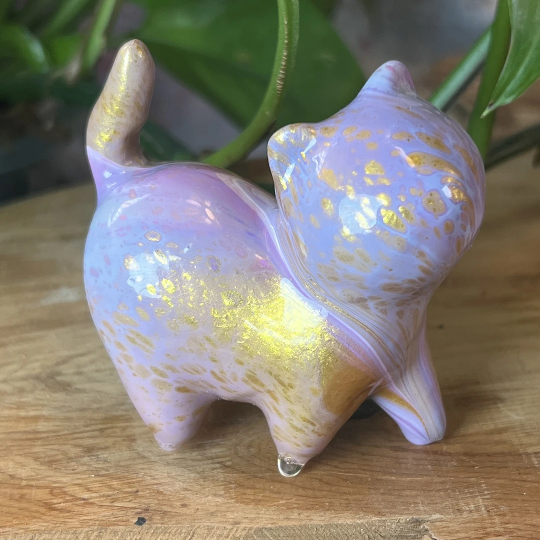 中号7cm檀木飘漆彩绘猫小姐小猫咪创意摆件治愈系ins招财猫咪饰品