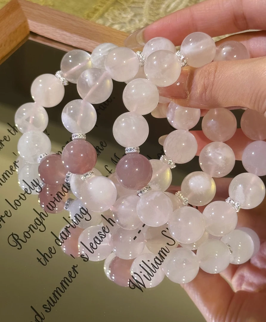 K08《朦胧蕾丝裙》雪花幽灵天然水晶手串