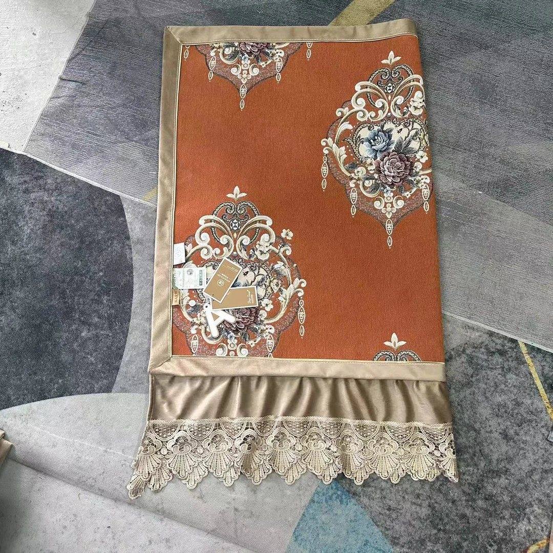 雪尼尔欧花刺绣橘色沙发垫！二座，三座一贵妃家用防滑绣花简约欧式