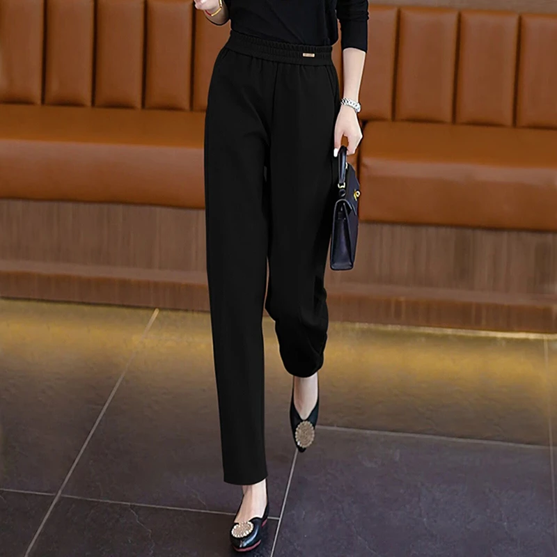 【秋冬新品】休闲哈伦裤女2024秋季萝卜裤高腰显瘦气质休闲直筒裤
