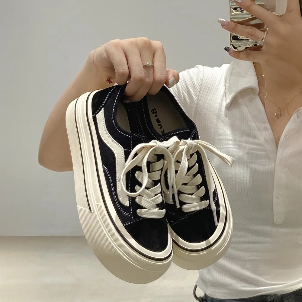 【万达撤柜】小众休闲户外运动板鞋丑萌大头鞋百搭经典厚底帆布鞋女