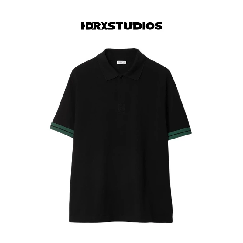 (现货)hdr 条纹马术骑士徽标套头短袖polo衫