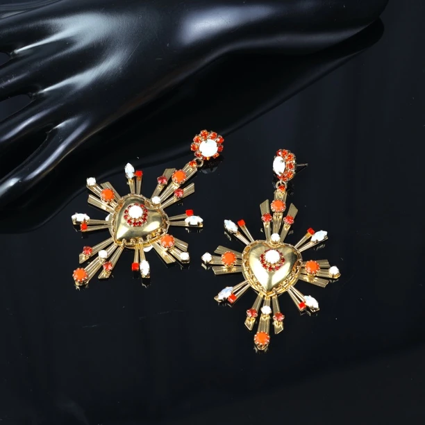 合金耳饰 中古女孩vingtage意大利合金抓镶琉璃扫肩时尚耳针