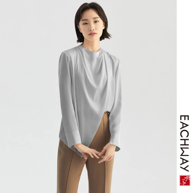 Eachway/艺之卉垂感装饰领口奢华小众衬衫ES11C03707