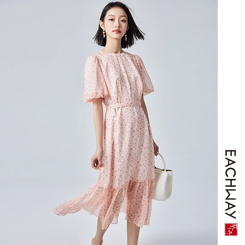 Eachway/艺之卉【可可专属】碎花夏季新款气质法式连衣裙EKS21L4407
