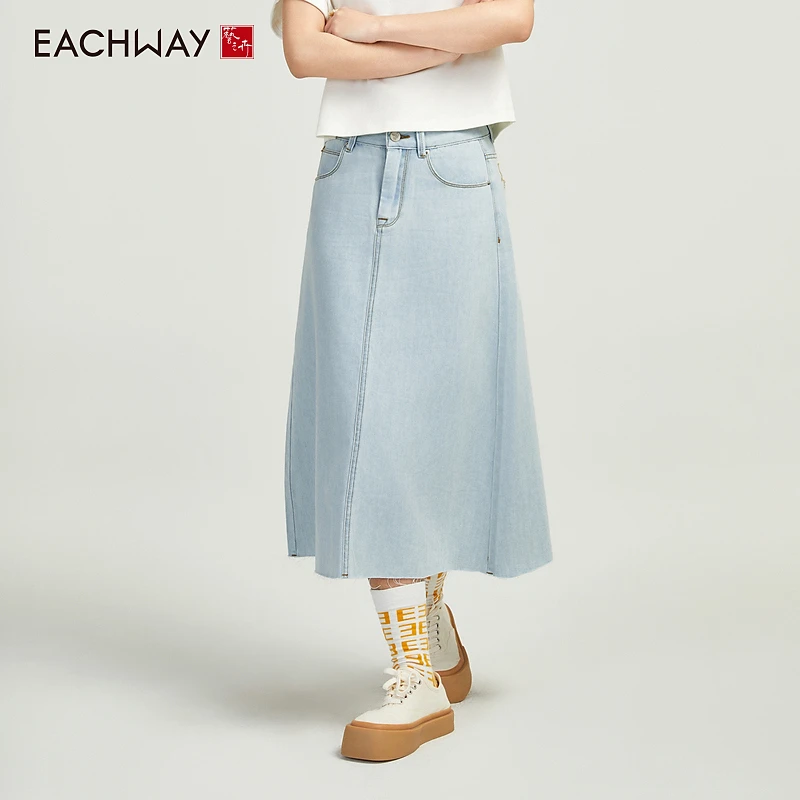 Eachway/艺之卉【美式休闲】随性慵懒风简约半身裙牛仔裙EU11A02536
