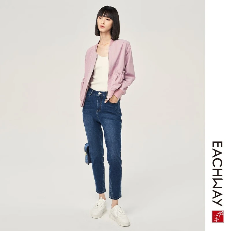 Eachway/艺之卉气质春春夏百搭牛仔裤舒适高腰短款女ET11CH0047