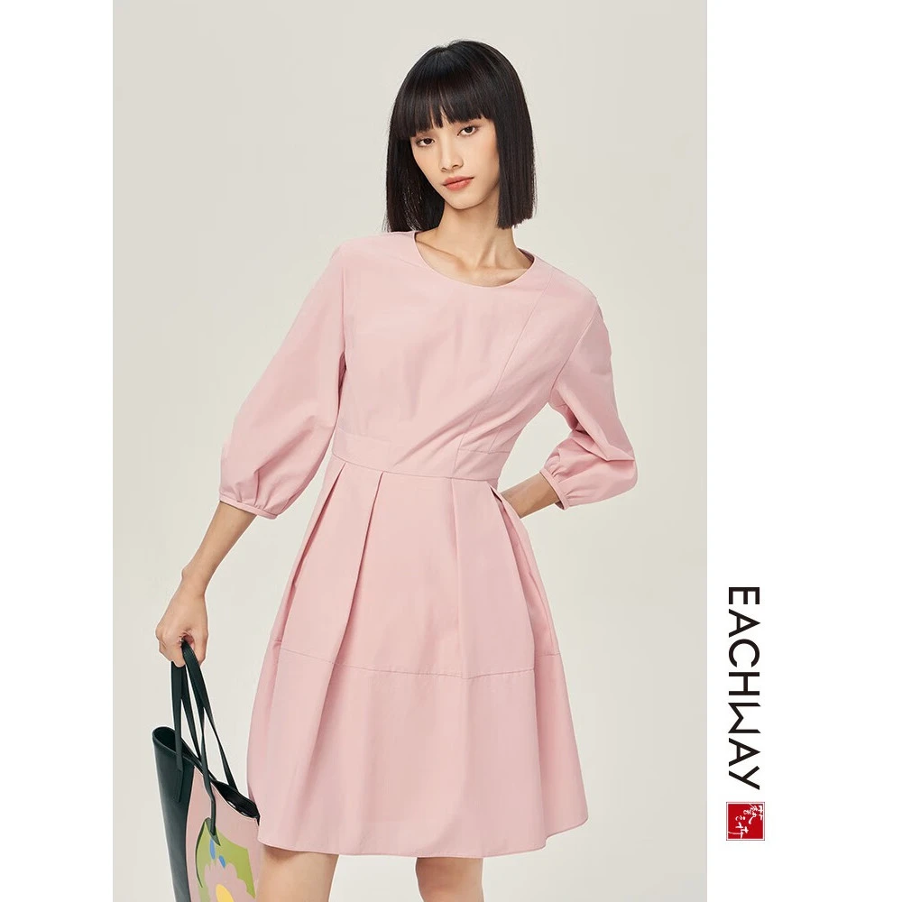 Eachway/艺之卉新款小众连衣裙夏季女装裙子夏天泡泡袖ET21L04195