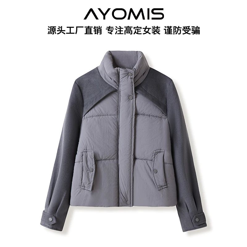 宽松秋冬小众设计短款保暖加厚棉服时尚感外套百搭休闲立领LY523A