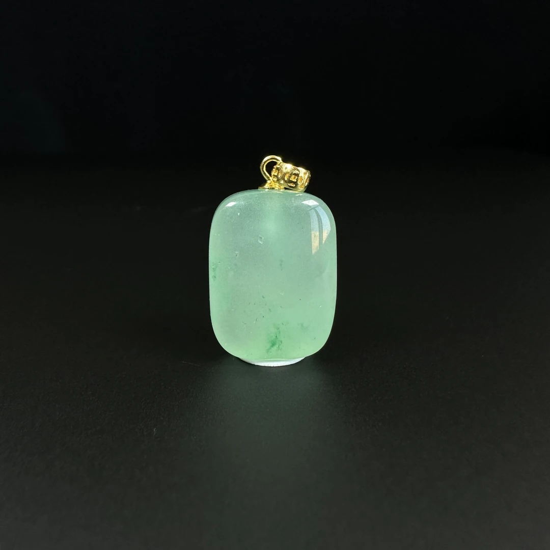 天然非洲翠（独龙玉）平安无事牌挂坠吊坠冰飘花（多样性发其一）