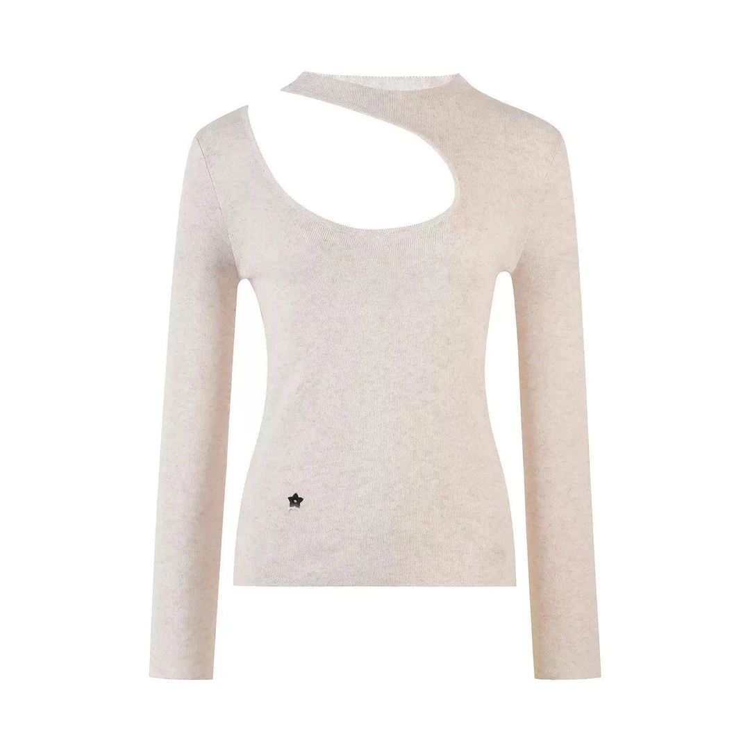 MM奶油挞 不规则镂空领打底衫