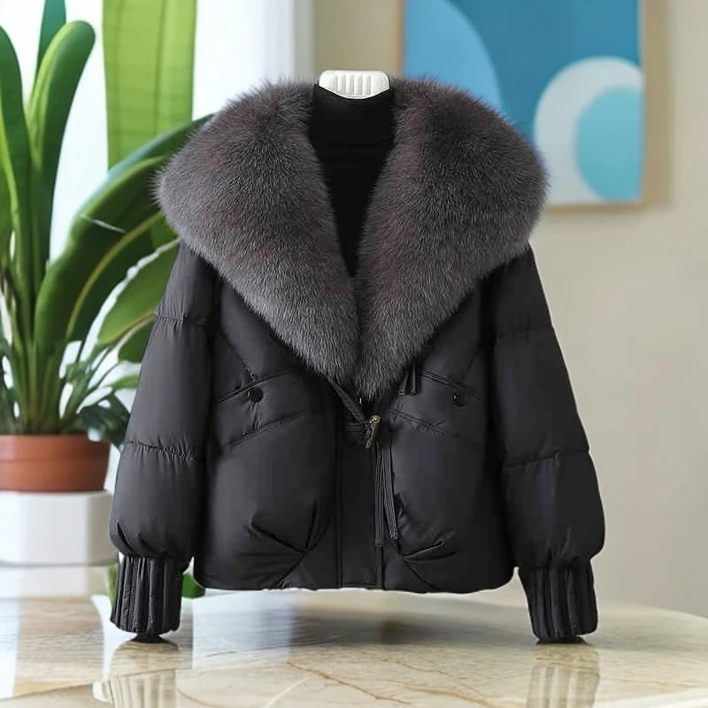 高级感超好看羽绒棉服女2025冬季新款保暖加厚毛领宽松面包服外套