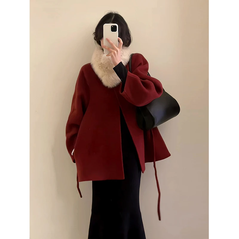 时尚气质大衣女秋冬季2024穿搭新款女装复古高级感富家千金毛外套