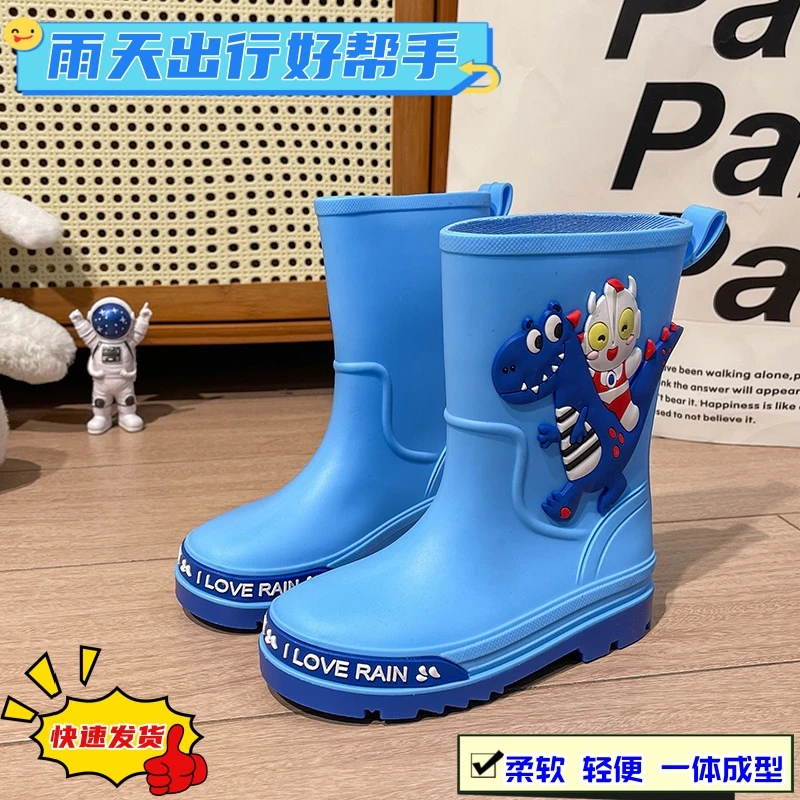 儿童雨鞋男女童时尚加绒加厚底雪地雨靴幼儿学生轻便防滑防水胶鞋