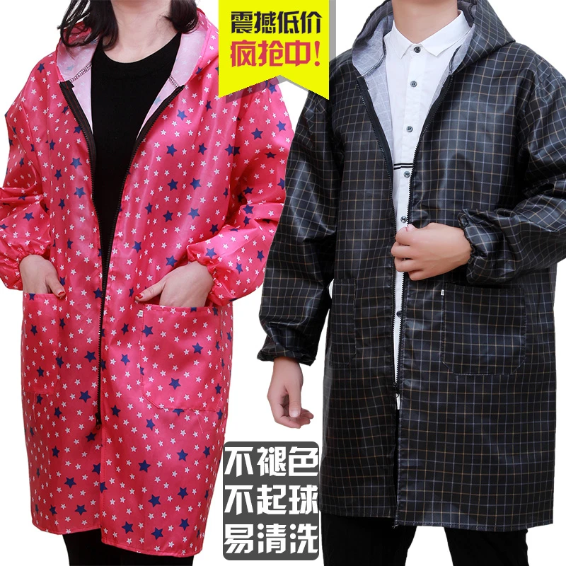 印字单层工作服男女劳保服罩衣仓库搬运工服厨房长袖围裙防尘大褂