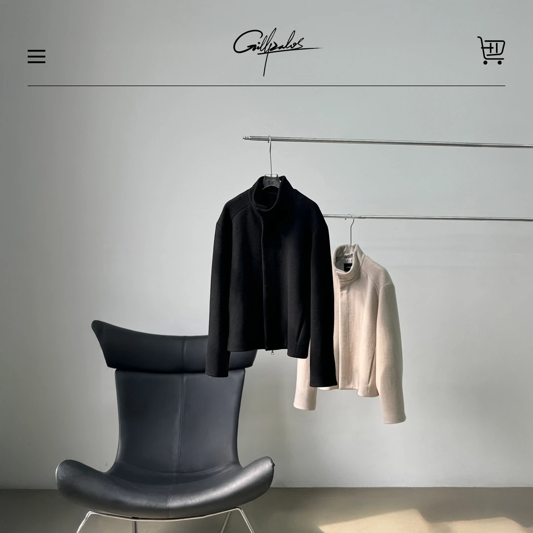 Gillpalos-90高支羊毛羊绒双面呢料拉链立领短款夹克“罗滕堡”