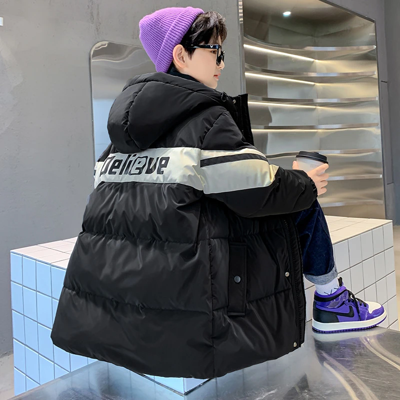 男童冬装羽绒服2024新款加厚外套中大童冬季儿童长款男孩洋气上衣