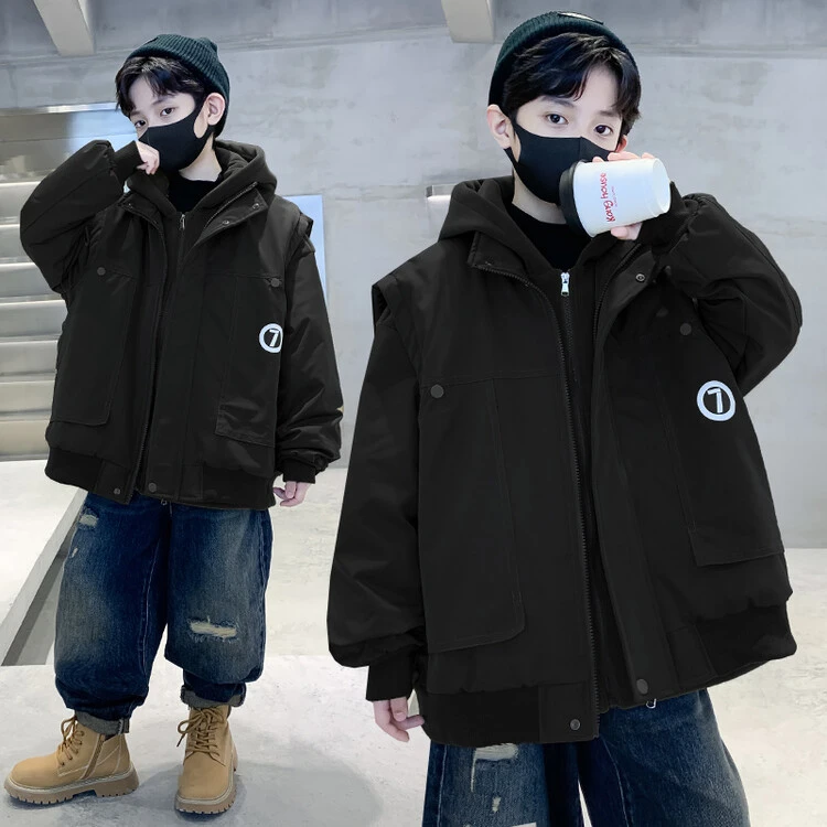 男童冬装加厚外套2024新款秋冬季中大童三合一可拆卸冲锋衣儿童装