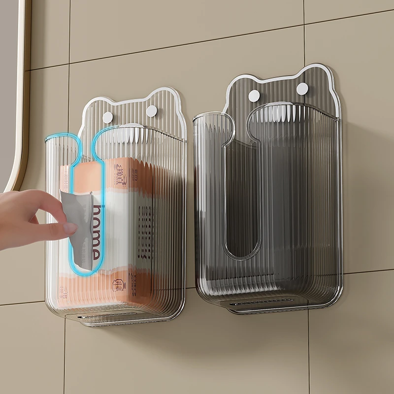 居家家卡通纸巾盒家用壁挂式卫生间洗脸巾收纳架厕所免打孔抽纸盒