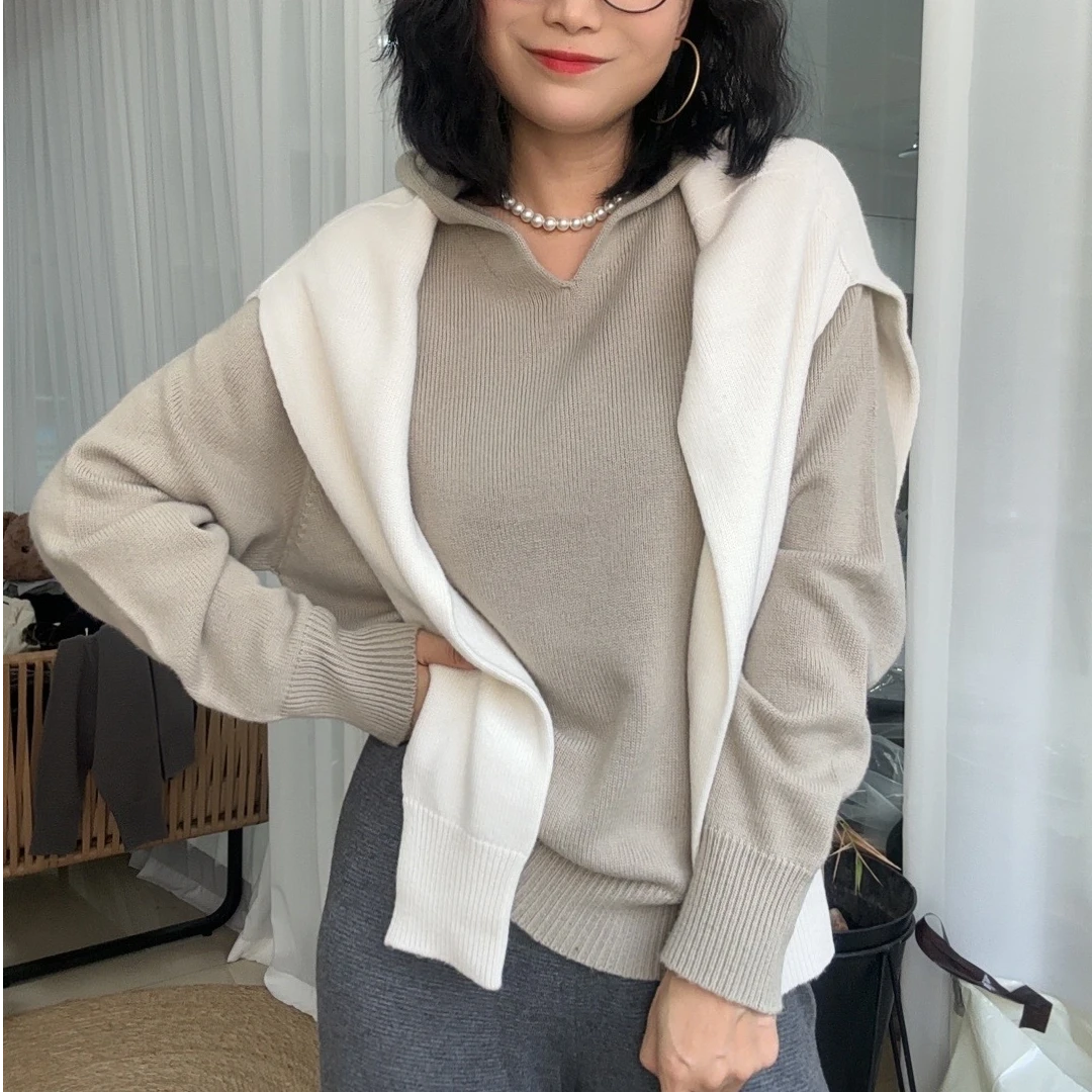 [无缝帽衫]雅高针织帽衫无缝帽衫宽松休闲上衣连帽秋冬套头保暖