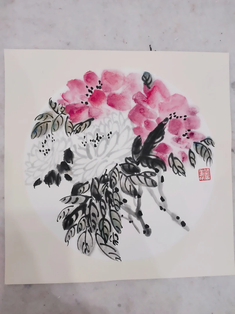 纯手绘国画加厚款硬卡纸33*33cm 拍三送一