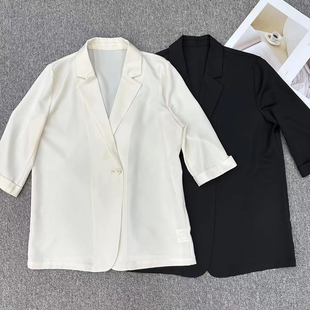 【周周家】S1600濮院春夏季桑蚕丝纯色小西装女士休闲时尚高级感