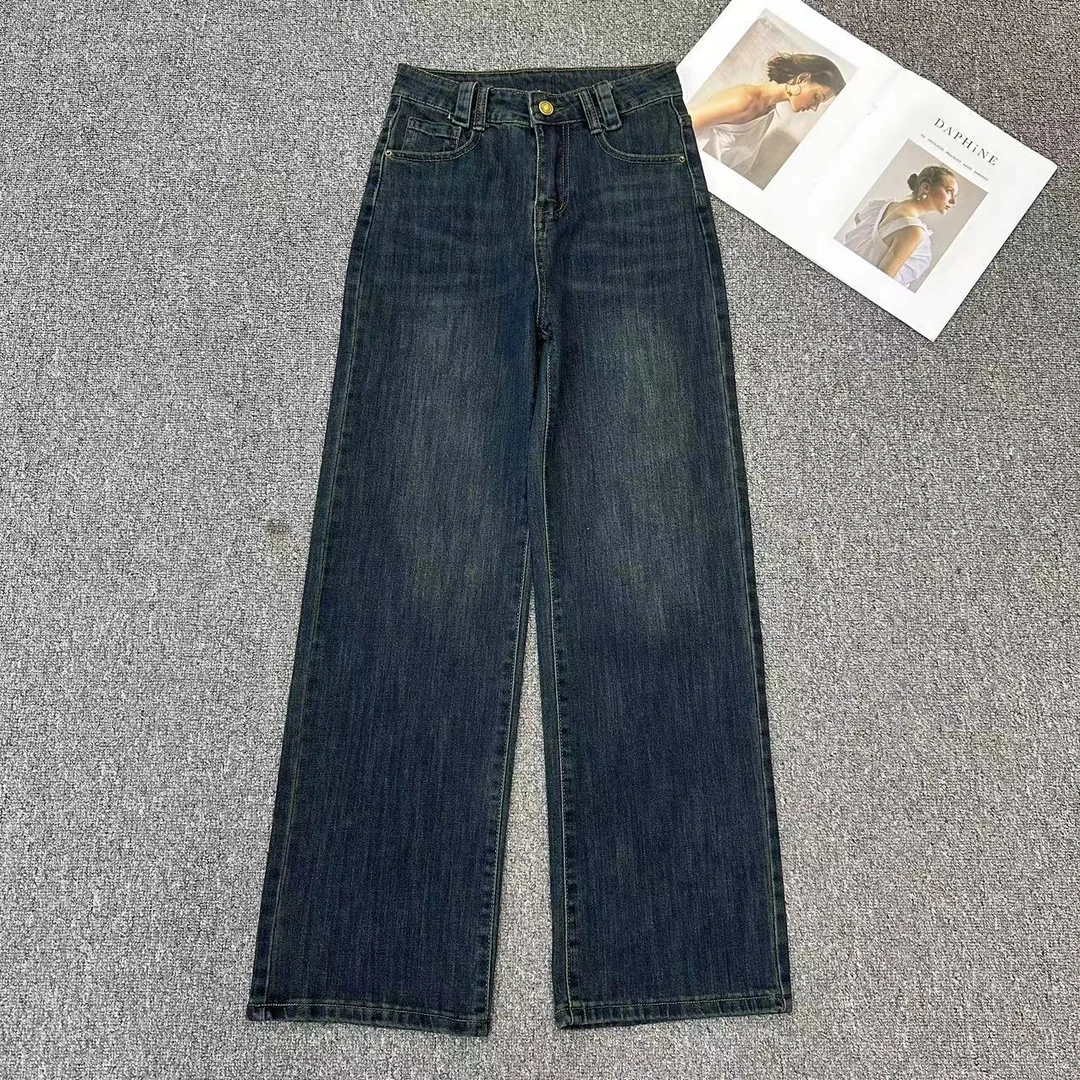 【周周家】K2172濮院秋季新款桑蚕丝蓝色牛仔裤休闲时尚街