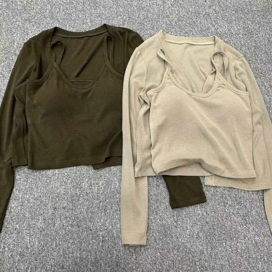 【周周家】M2731濮院秋季两件套纯色套装女士休闲时尚上衣美背