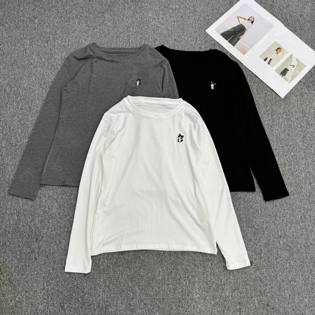 【周周家】M2748濮院秋季圆领套头纯色小猫咪款女士毛针织衫