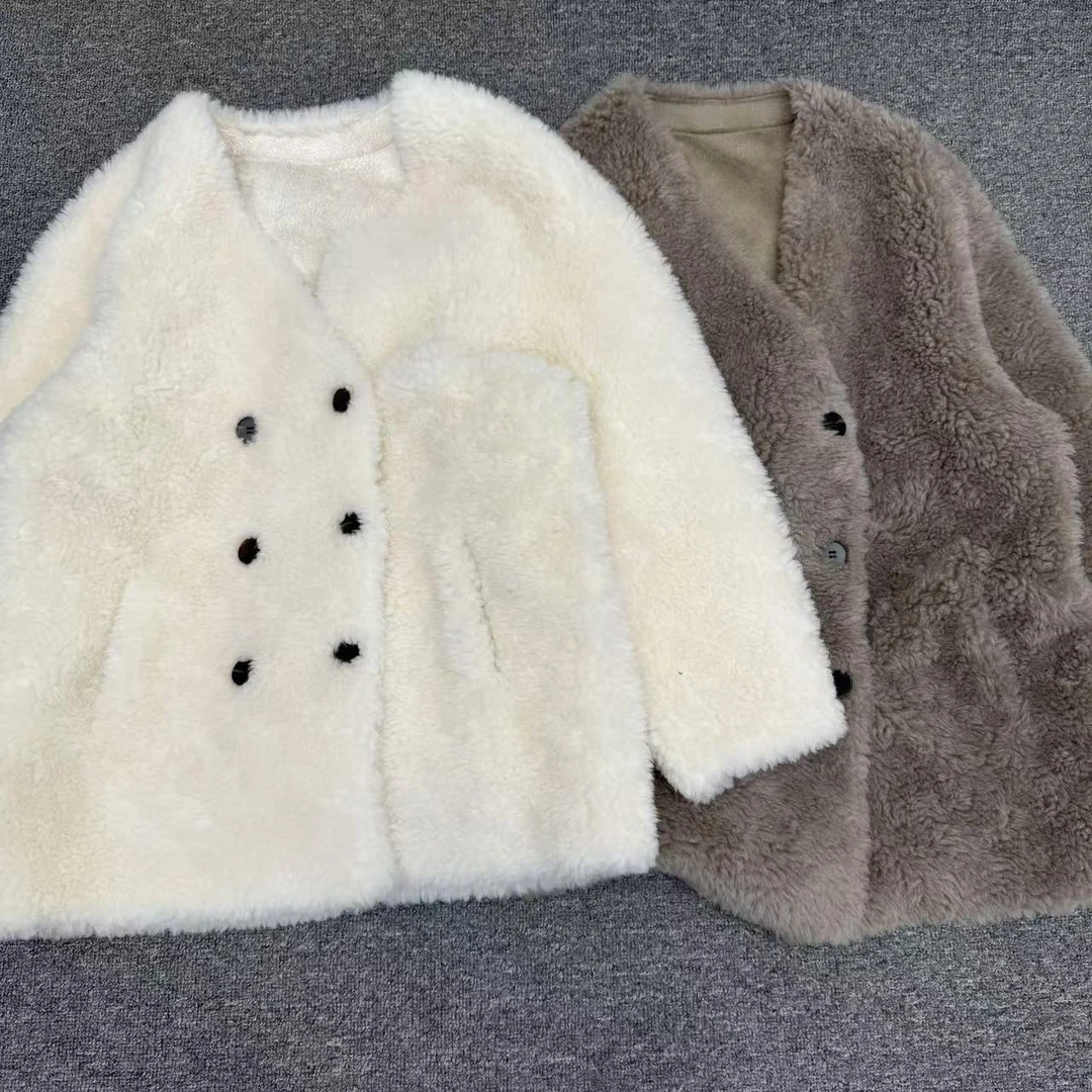 【周周家】R2935濮院秋冬季外套山羊绒双排扣女士轻奢