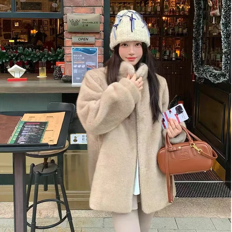 【新年福利】貂绒羊毛外套冬季显瘦慵懒韩版外套设计师时尚女装