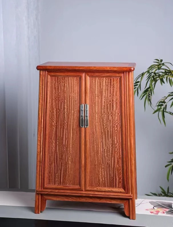 缅甸花梨大果紫檀圆角柜手工抛光原生木制传统手工艺