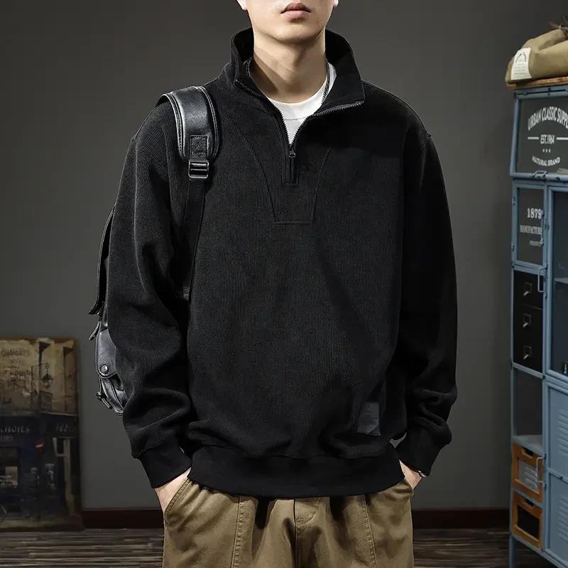 jeep吉普半拉链立领男士卫衣2025秋冬雪尼尔上衣潮牌痞帅休闲外套