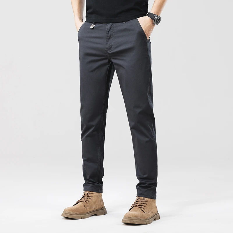 jeep吉普秋冬新款休闲裤子男士韩版直筒修身小脚弹力显瘦商务西裤