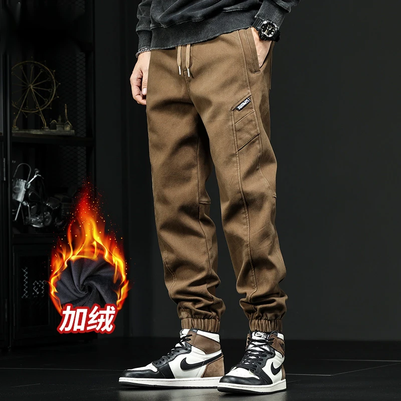 jeep吉普美式工装裤男潮宽松大码束脚哈伦裤秋冬男士加厚休闲