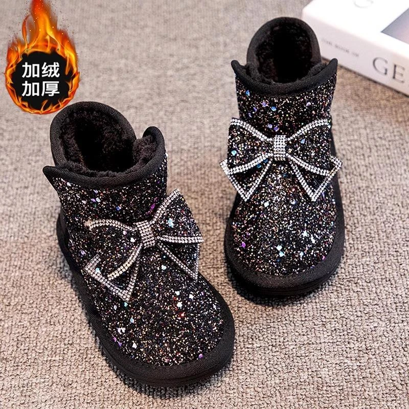 巴拉扣扣女童雪地靴2025冬季新款儿童棉鞋加绒加厚中大童女孩百搭