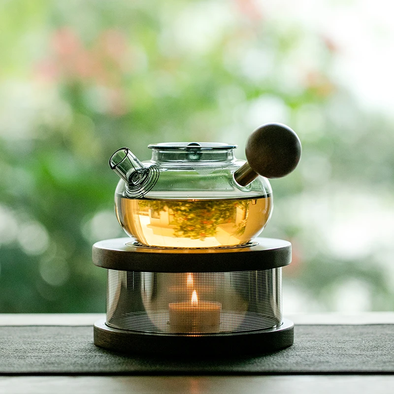 德白玻璃茶壶保温底座蜡烛煮茶炉加热陶瓷温茶炉花茶水果茶煮茶器