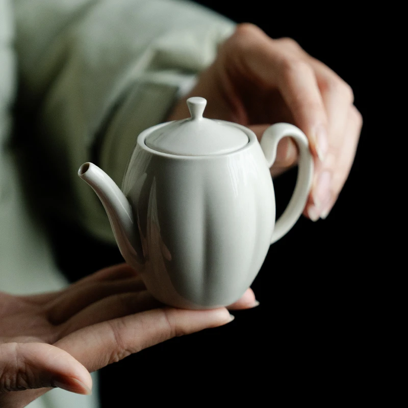 德白草木灰小号茶壶单壶泡茶器陶瓷一人专用迷你功夫茶具家用瓷壶