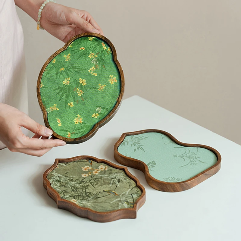 德白胡桃木壶承小型实木泡茶台精致茶具托盘壶承干泡台带防水茶席