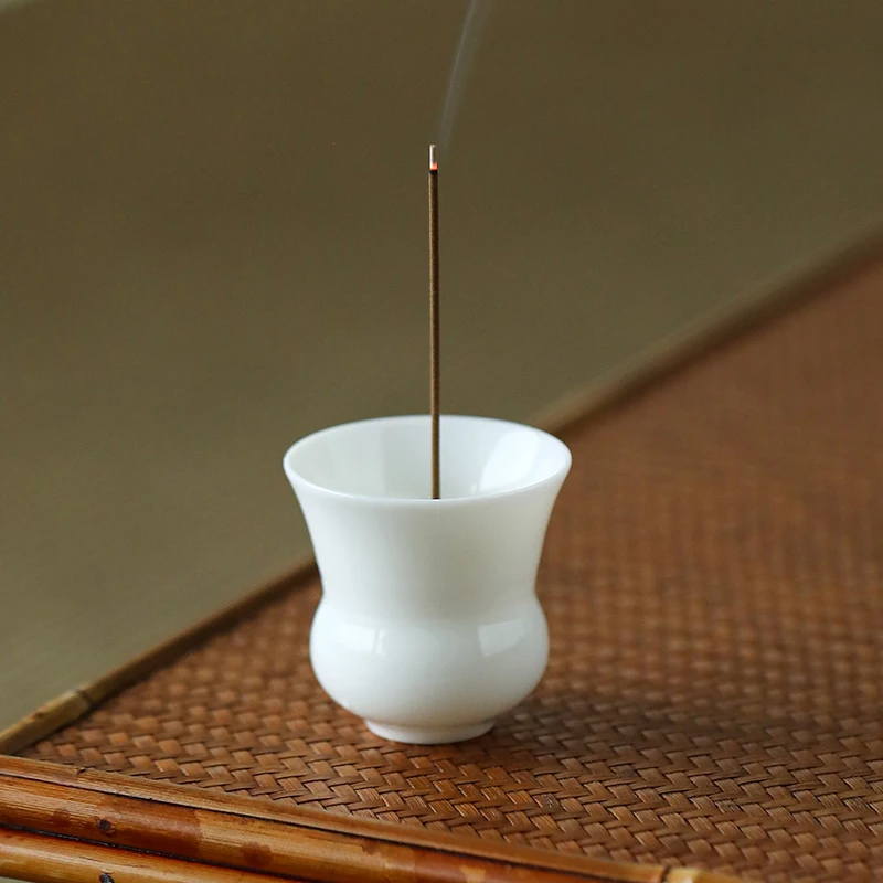 德白羊脂玉瓷福禄香炉迷你香插线香小摆件茶道羊脂玉白瓷小号家用