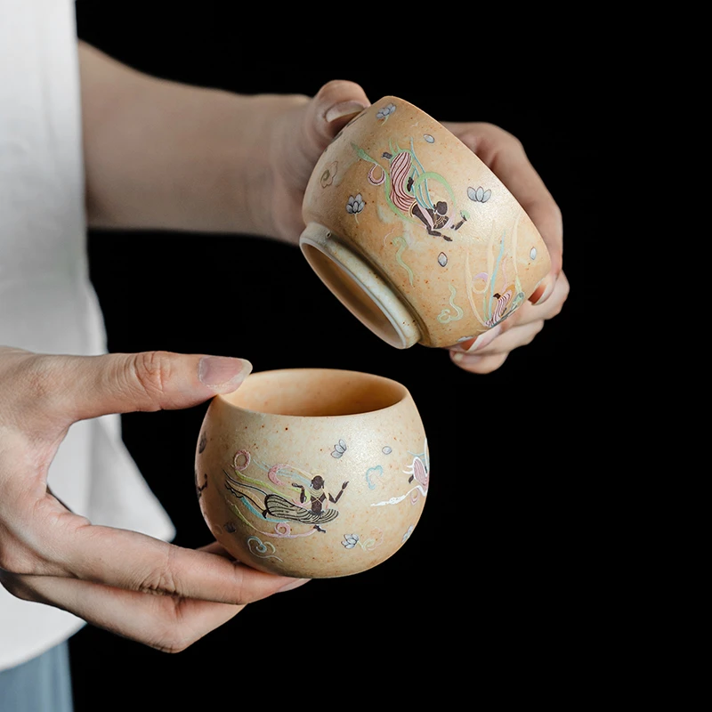 德白敦煌文创品茗杯功夫茶具家用中式陶瓷主人杯单茶杯个人专用杯
