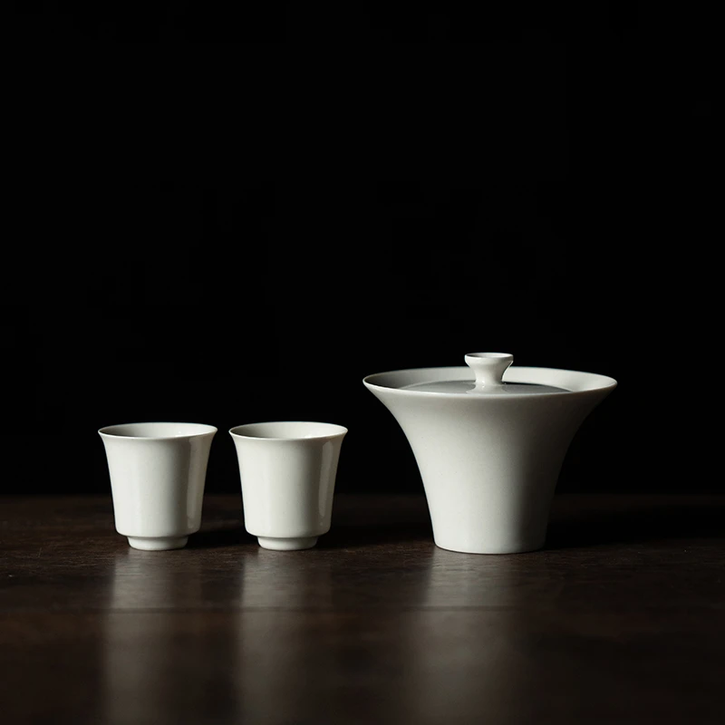 德白草木灰釉无托盖碗家用功夫茶具泡茶器单个大号带盖茶碗茶杯