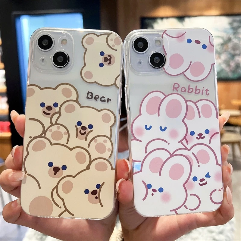 【苹果/华为/OPPO/VIVO/小米/荣耀】五个熊兔卡通可爱ins手机壳防摔