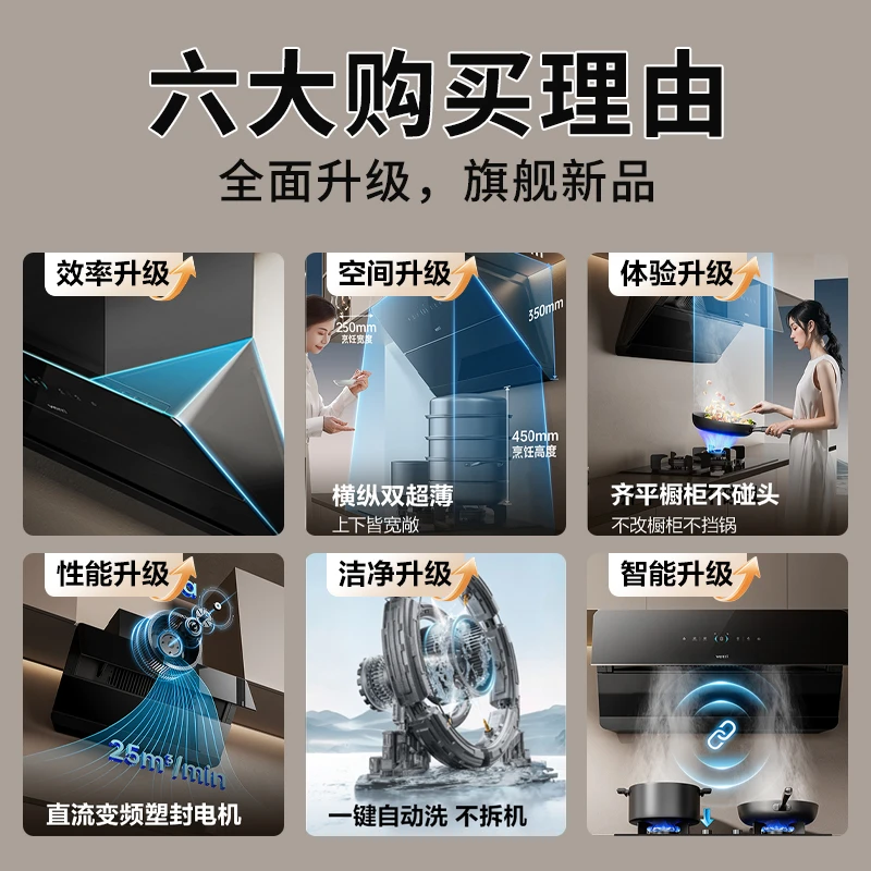 华帝【小旋风】A7空间大师烟机灶具多件套齐平橱柜家用大吸力油烟机