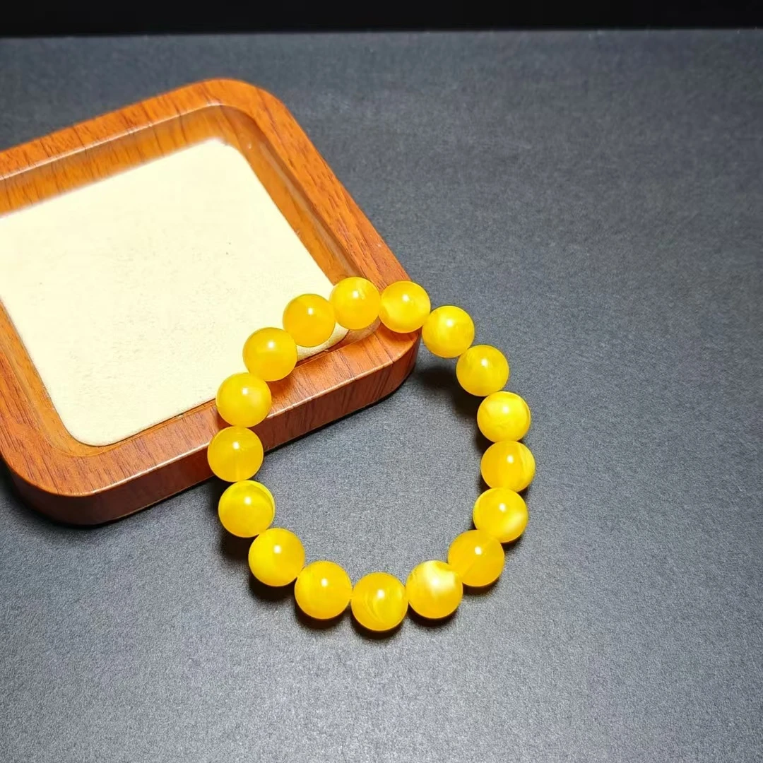 [停业清货]鸡油黄蜜蜡11m手串-158-多样性发一