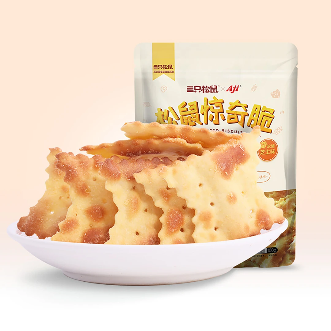 【小扬哥甄选】三只松鼠惊奇脆早餐代餐零食芝士味酥性薄脆饼干美味