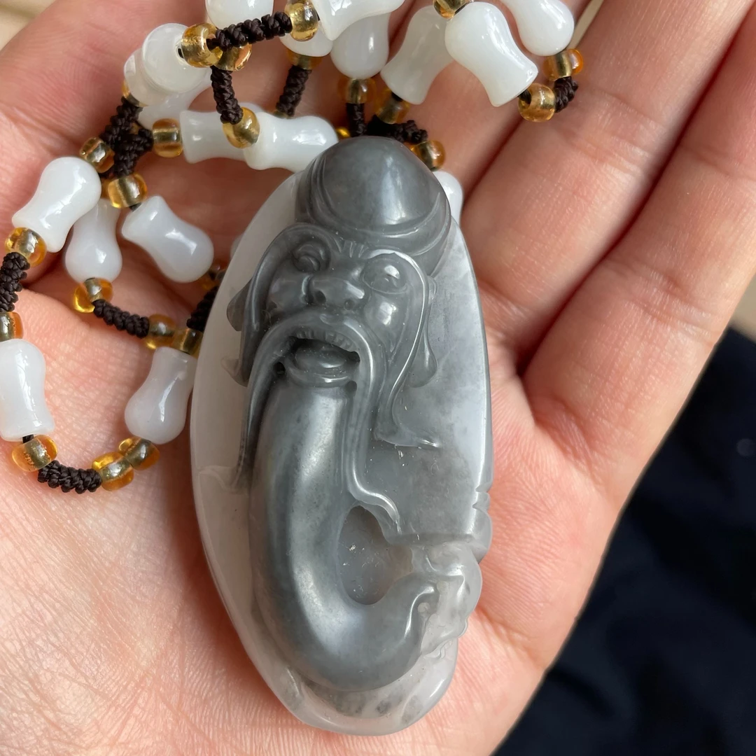 非金属布艺吊坠 新疆戈壁，青花，雕刻精美，俏色冰透巧雕，通透精雕