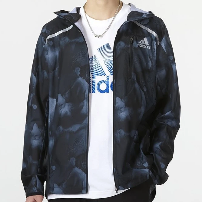 Adidas阿迪达斯休闲外套男秋季运动服防风连帽夹克男士风衣HE4562
